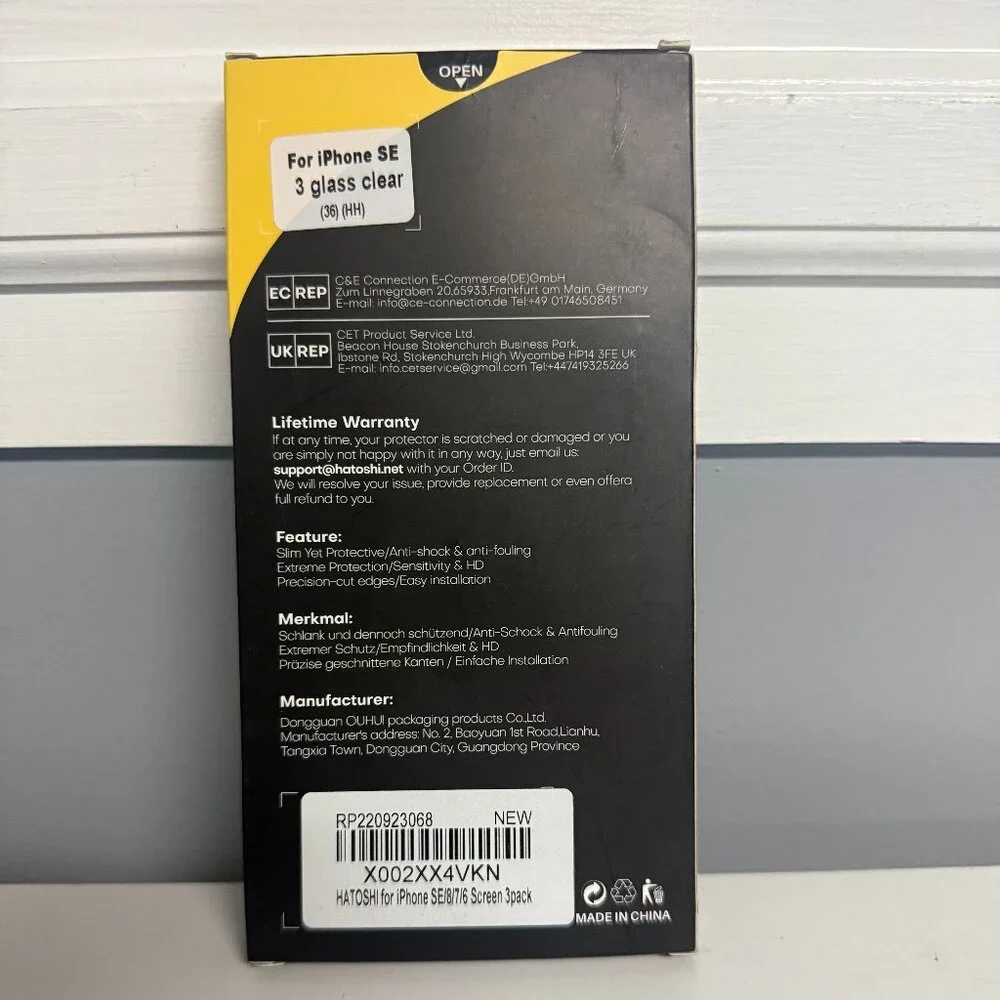 HATOSHI 3 Pack Screen Protector Designed for iPhone SE 2022 (3rd Gen), iPhone SE